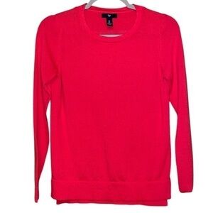 Gap Scoop Crew Neck Coral Pink Cotton Lightweight Sweater Size XS